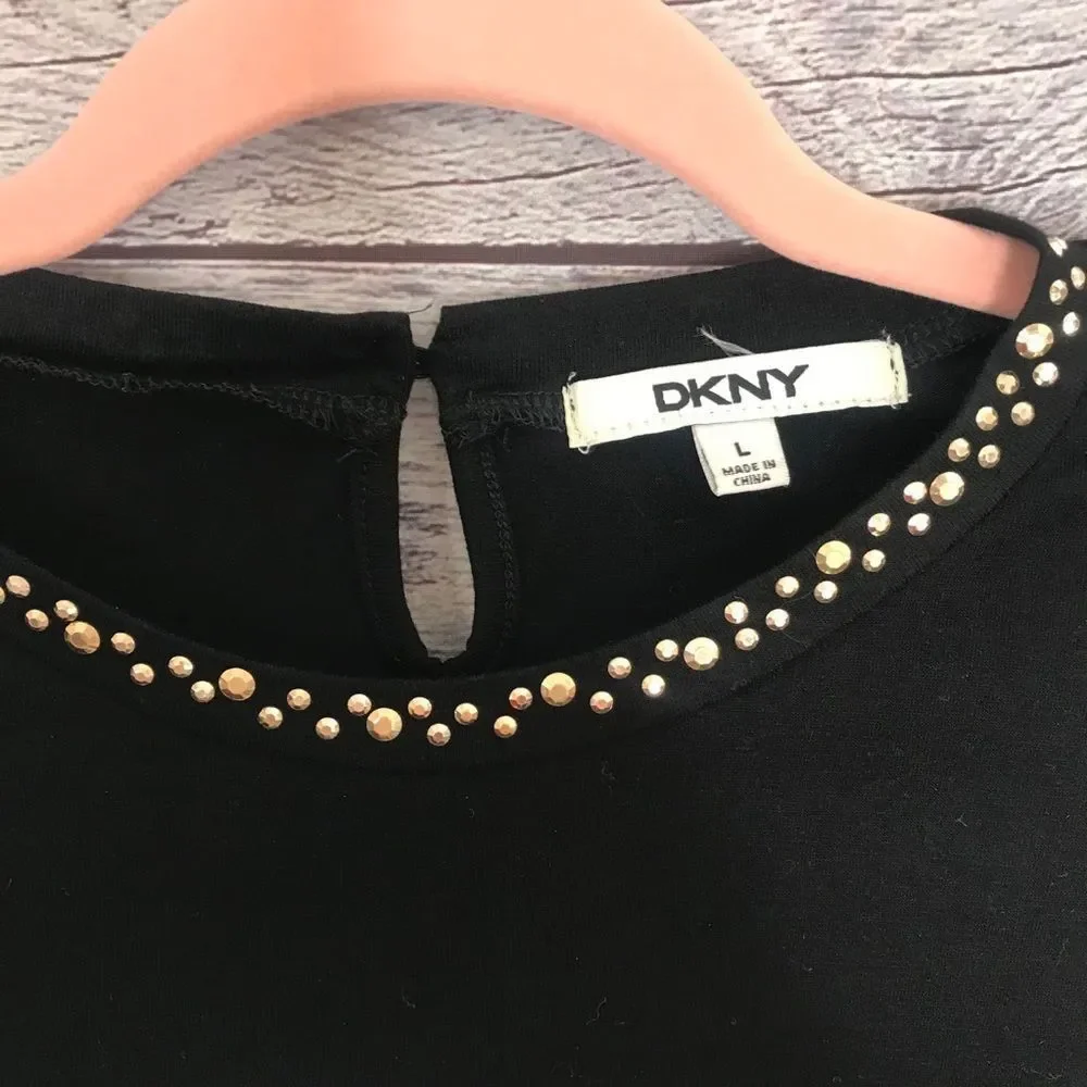 DKNY Girls Black Long Sleeve w/ Sheer arm Cutouts - Picture 3 of 6